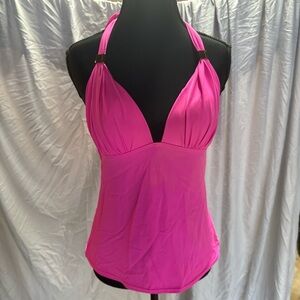 Vibrant Pink Halter Tankini Top